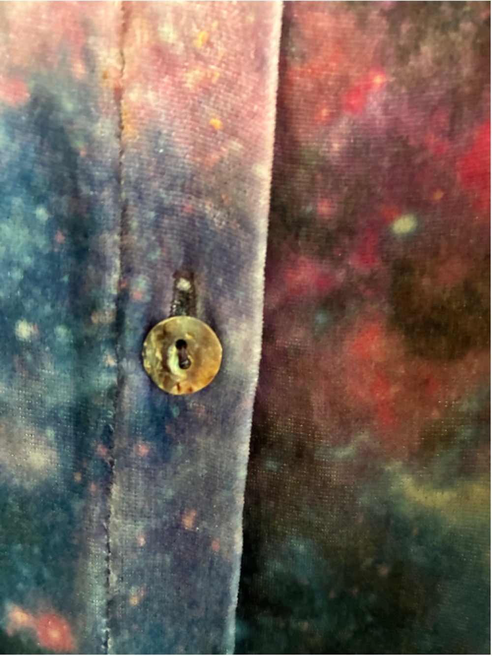 Women's Johnny Was Galaxy Print Button Down Shirt, Size S, Blue and Pink velvet - Picture 4 of 7